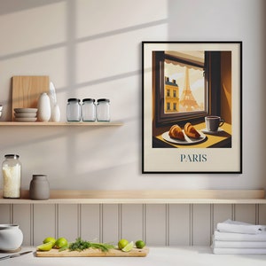 Paris Kitchen Poster | Croissant Kitchen Poster | French Vintage Retro ...