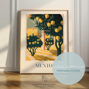 Lemons food art - Menton print - French kitchen poster - digital download