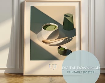 Matcha Tea food art - Uji print - Japanese kitchen poster - digital download