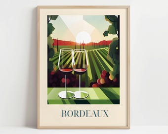 Vino tinto de Burdeos, Francia - Póster con o sin marco - Lámina decorativa para la cocina