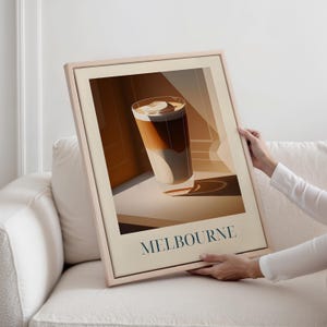 Framed Canvas - Latte Macchiato from Melbourne, Australia | Coffee Wall Art | Café Kitchen Decor | Barista Print | Gift for Coffee Lovers