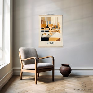Franse food art poster: Champagne uit Reims - Matte papieren poster met hanger