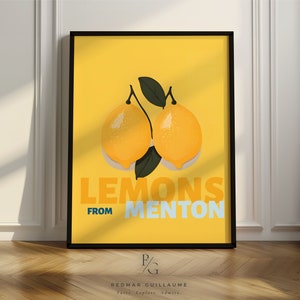Lemons from Menton (France) Kitchen artwork, happy kitchen decorations - Print only or Framed
