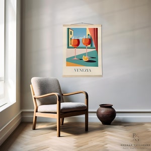 Póster de arte italiano: Aperol Spritz de Venecia - Póster de papel mate con percha