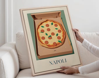 Pizza from Naples, Italy -  framed canvas - Kitchen wall art decoration
