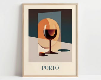 Vino de Oporto de Oporto, Portugal - Póster con o sin marco - Lámina decorativa para la cocina