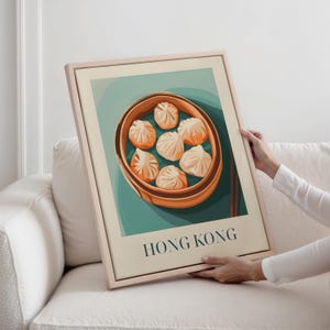 Framed Canvas - Dim Sum from Hong Kong | Asian Food Wall Art | Dumpling Kitchen Decor | Cantonese Cuisine Print | Gift for Food Lovers