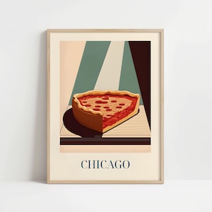 Deep Dish Pizza from Chicago, America - Poster with or without frame - Kitchen art print