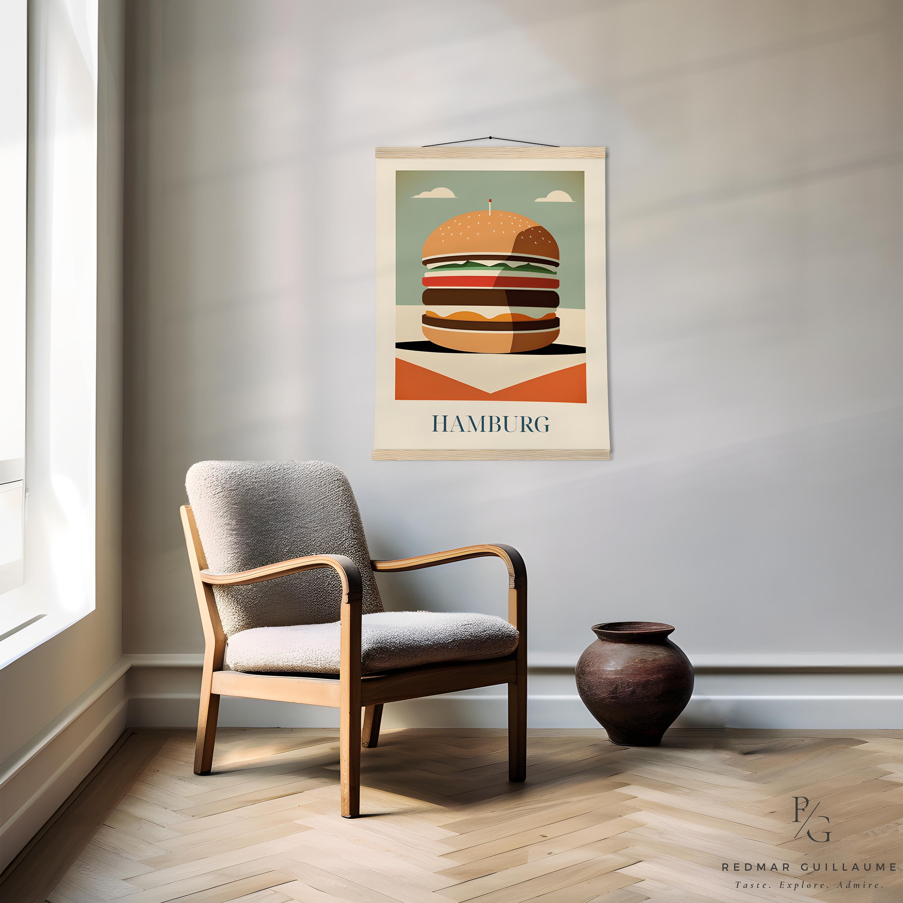 German food art poster: Hamburger from Hamburg - Matte Paper Poster with Hanger