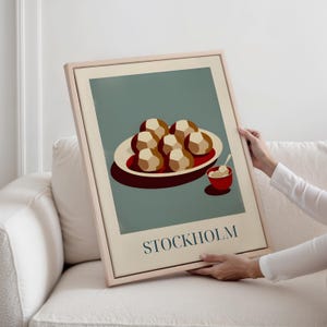 Tela emoldurada - Almôndegas de Estocolmo, Suécia | Arte de parede com comida sueca | Decoração de cozinha nórdica | Impressão rústica | Presente para quem gosta de comida caseira