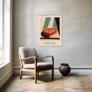 Poster di arte culinaria americana: Deep Dish Pizza di Chicago - Poster in carta opaca con gancio