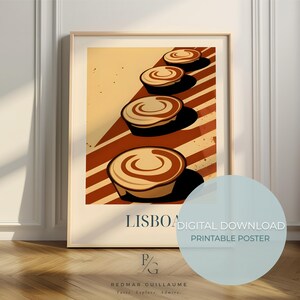 Pasta del Nata (custard tarts) food art - Lisboa print - Portuguese kitchen poster - digital download