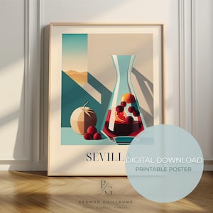 Sangria wine art - Seville print - Spanish kitchen poster - digital download