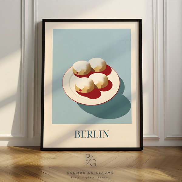 Cartel de cocina artística de Berlinerbol / Cartel de cocina de Berlín / cartel de cocina vintage retro de Alemania / cartel de donut / cartel solo o enmarcado