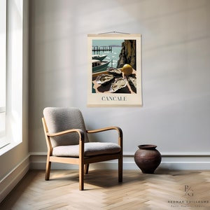 Cartel de arte gastronómico francés: Ostras de Cancale - Cartel de papel mate con percha