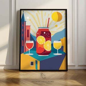 Impresión de cocina sangría - Colorido cartel de arte español - Arte de pared de alcohol y cócteles - Decoración de bar - Póster solo o enmarcado