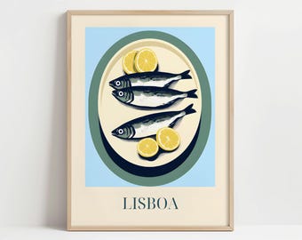 Sardines from Lisbon, Portugal - Poster with or without frame - Kitchen art print