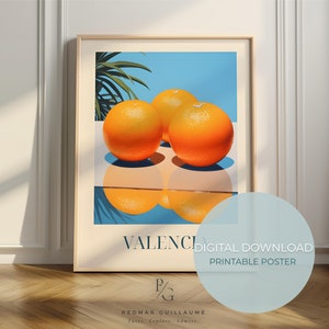 Oranges food art - Valencia print - Spanish kitchen poster - digital download