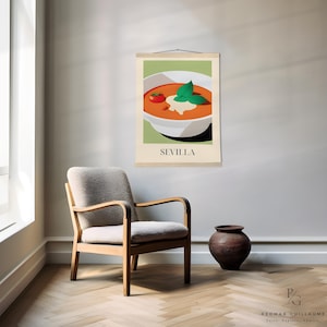 Gazpacho, Spanish art, Gazpacho print, vintage Spanish food art, Matte Paper Poster with Hanger