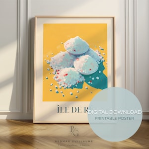 Île de Ré kitchen print - Yellow Fleur de Sel wall art poster - French Salt - Colorful artwork to decorate your kitchen - digital download