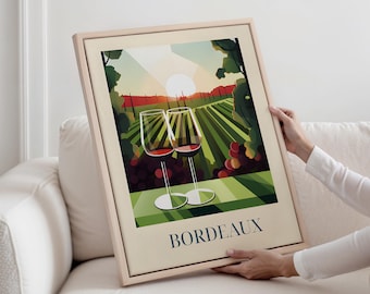 Red Wine from Bordeaux, France -  framed canvas - Kitchen wall art decoration