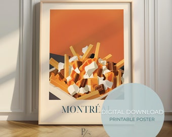 Poutine Fries food art - Montréal print - Canadian kitchen poster - digital download