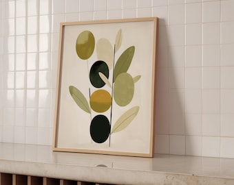 Bohemian Olive Art Poster: Serene Earthy Tones, Minimalist Design - Ideal Gift for Art and Home Decor Enthusiasts - Poster only or framed