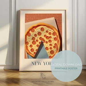 Pizza food art - New York print - American kitchen poster - digital download