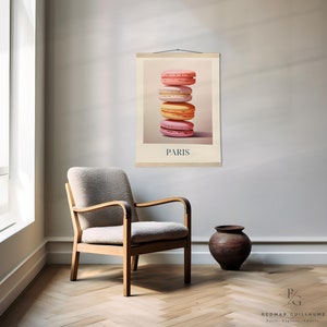 French food art poster: Macarons from Paris - Matte Paper Poster with Hanger