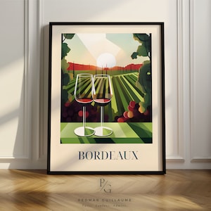 Bordeaux artsy kitchen poster | Red wine kitchen poster | retro france vintage kitchen poster | poster only or framed