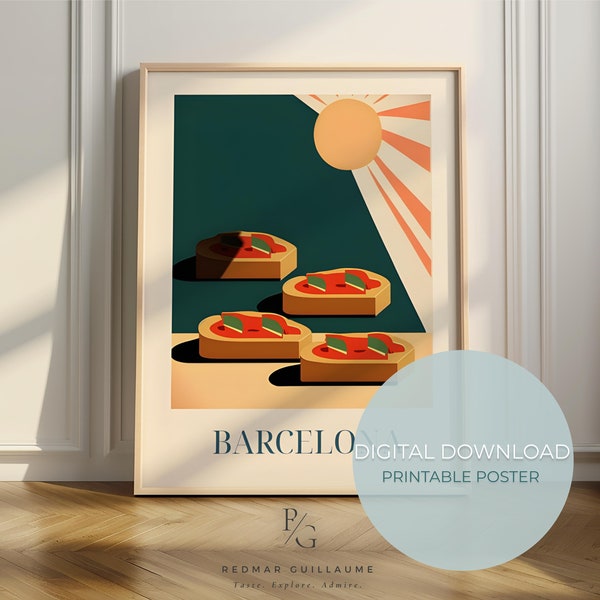 Pan con Tomate (tomato bread) food art - Barcelona print - Spanish kitchen poster - digital download