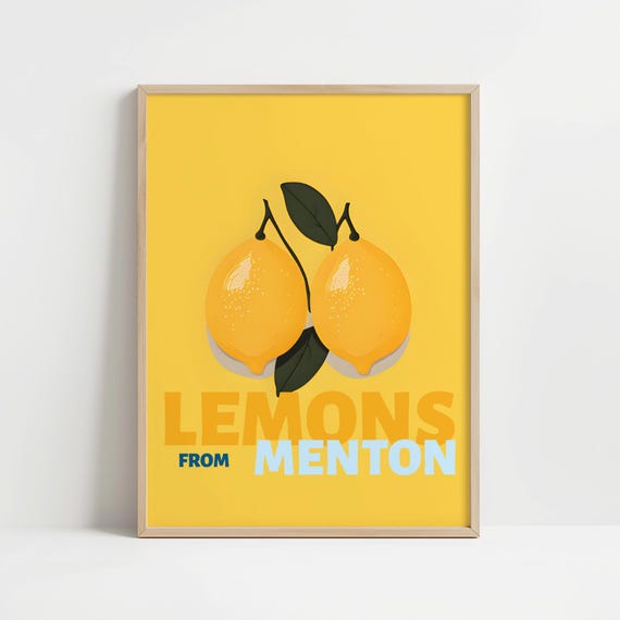 Lemons from Menton, France - Colourful style -  Poster with or without frame - Kitchen art print