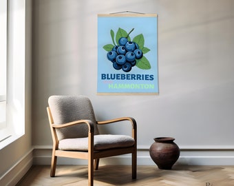 American food art poster: Blueberries from Hammonton - Matte Paper Poster with Hanger