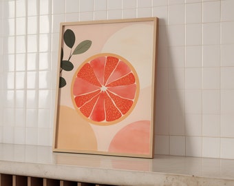 Bohemian Grapefruit - Minimalist Design - Ideal Gift for Art and Home Decor Enthusiasts - Poster only or framed