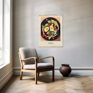 Franse food art poster: Salad Niçoise uit Nice - Poster van mat papier met hanger
