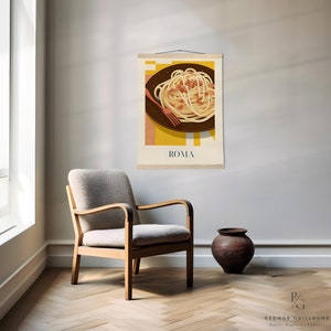 Italian food art poster: Spaghetti Carbonara from Rome - Matte Paper Poster with Hanger