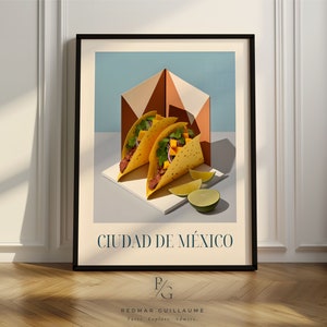 Tacos al pastor Poster, Mexiko-Stadt Kunstdruck, Mexikanische Küche Poster, Poster nur oder gerahmt