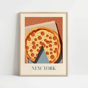 New York Pizza Poster, Artsy Kitchen Wall Art, American Food Print