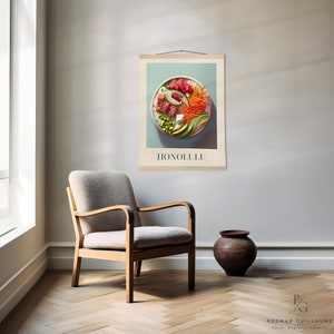 Hawaiian food art poster: Pokebowl from Honolulu - Matte Paper Poster with Hanger