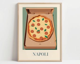 Pizza napolitana de Nápoles, Italia - Póster con o sin marco - Lámina decorativa para la cocina