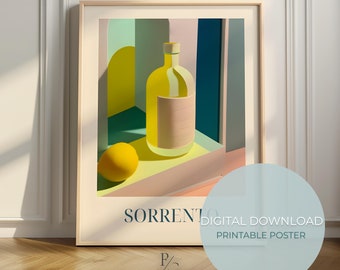 Limoncello alcoholic drinks art - Sorrento print - Italian kitchen poster - digital download