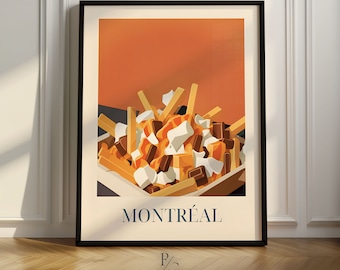 Poutine fries artsy kitchen poster, MONTRÉAL art, Canadian food art, Poster only or Framed