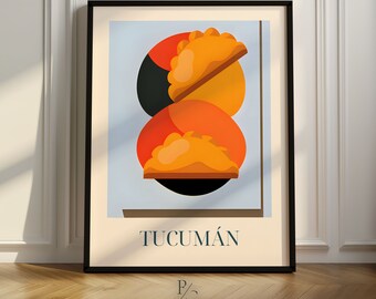 Empanadas artsy kitchen poster | Tucuman, Argentina kitchen poster | Retro, vintage Empanada poster | poster only or framed