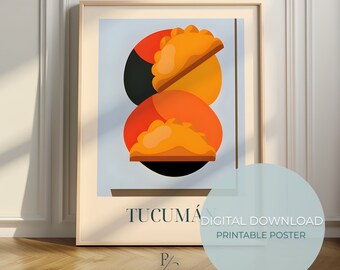 Empanadas kitchen artwork - Tucuman print - wall art poster from Argentina - Argentinian food poster - colorful artwork - digital download