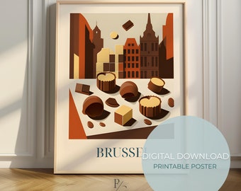 Belgische Pralinen Food Art - Brussel Print - Belgisches Küchenposter - digitaler Download