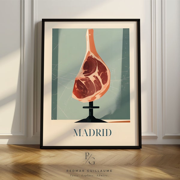 Madrid Artsy Kitchen Poster | Vintage Schinken Küche Poster | Spanisches Jamon Poster | Poster nur oder gerahmt