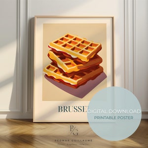 Belgian Waffles food art poster - Brussel print - Belgian kitchen poster - digital download - printable poster
