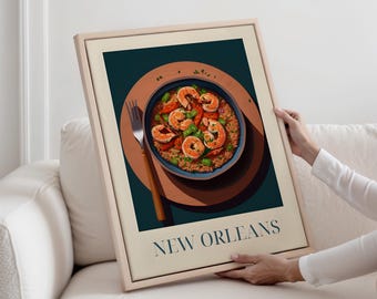 Jambalaya från New Orleans, Amerika - inramad canvasduk - väggdekoration för kök