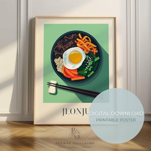 Trending koreanisches Essen Küche Poster | Bibimbap von Jeonju Küchendruck | Kunstdekoration - digitaler Download