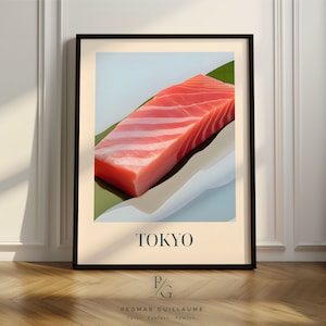 Otoro Tuna artsy kitchen poster | Tokyo, Japanese kitchen poster | Retro, vintage Tuna poster | poster only or framed